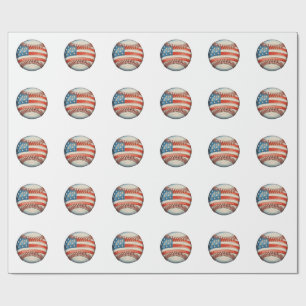 アメリカの野球 アメリカ国旗 250周年記念 ラッピングペーパー