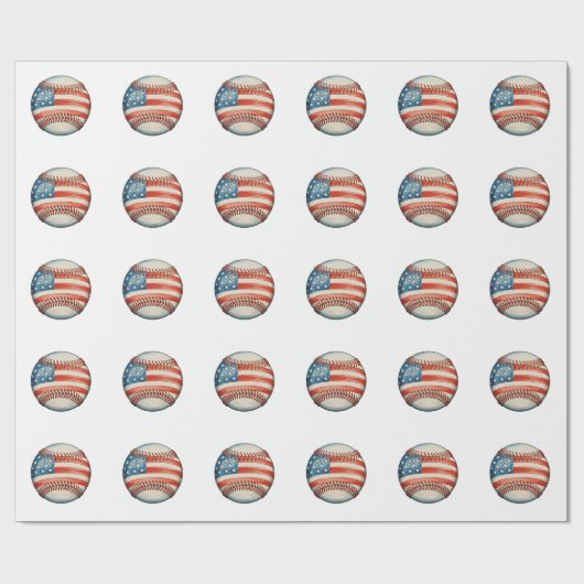 アメリカの野球 アメリカ国旗 250周年記念 ラッピングペーパー (フラット)