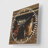 アメリカの野生の西の鍛治屋およびカウボーイ スクエア壁時計 (傾斜)