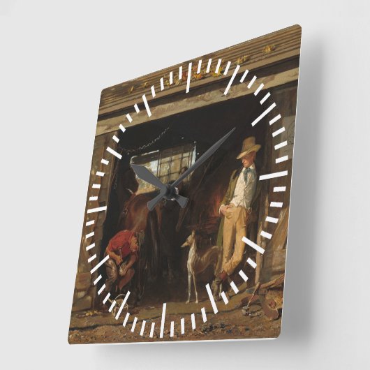 アメリカの野生の西の鍛治屋およびカウボーイ スクエア壁時計 (傾斜)