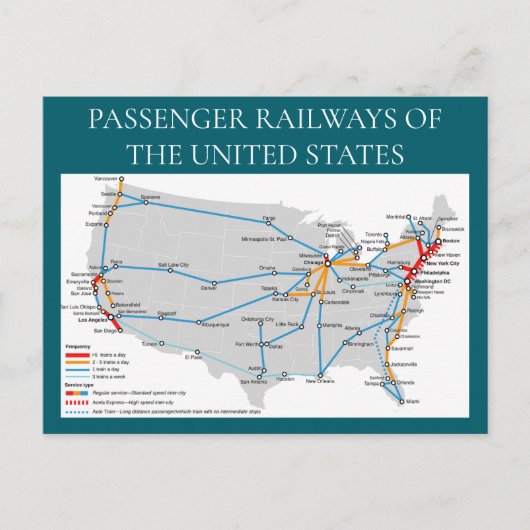 アメリカの鉄道地図ポストカード ポストカード (正面)