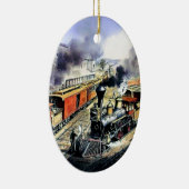 アメリカの鉄道蒸気機関の列車 セラミックオーナメント (右)