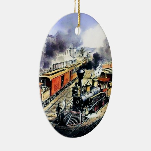 アメリカの鉄道蒸気機関の列車 セラミックオーナメント (右)