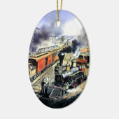 アメリカの鉄道蒸気機関の列車 セラミックオーナメント (左)