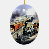 アメリカの鉄道蒸気機関の列車 セラミックオーナメント (正面)