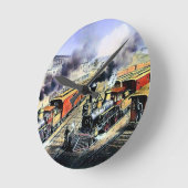 アメリカの鉄道蒸気機関列車 ラウンド壁時計 (傾斜)