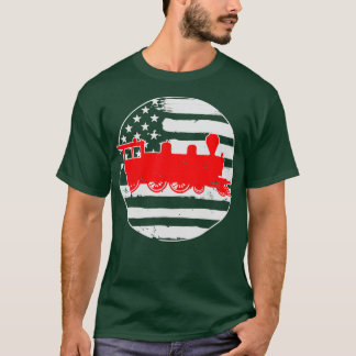 アメリカの鉄道 アメリカ国旗 4日7月 Tシャツ
