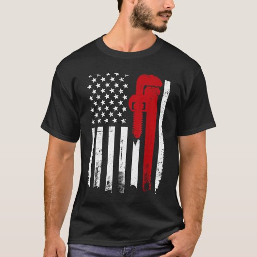 アメリカの鉛管旗の愛国的な配管配管配管管継手 Tシャツ (正面)