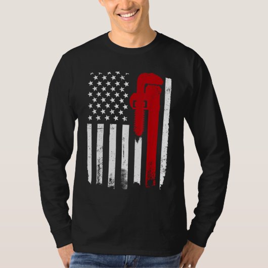 アメリカの鉛管旗の愛国的な配管配管配管管継手 Tシャツ (正面)