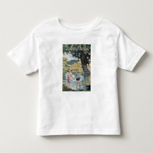 アメリカの鋼鉄及びワイヤーCo塀の池および子供 トドラーTシャツ (正面)