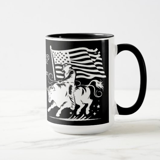 アメリカの雄牛ライダーロデオ3  名前入り マグカップ (右)