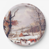 アメリカの集まる木製の雪の紙皿 ペーパープレート (正面)
