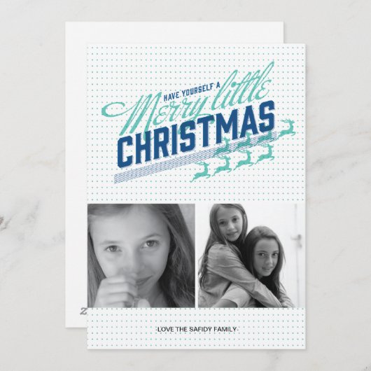 アメリカの青いトナカイの休日の写真カード シーズンカード (正面/裏面)