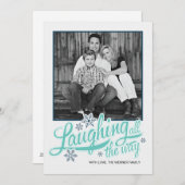 アメリカの青い雪片の休日の写真カード シーズンカード (正面/裏面)