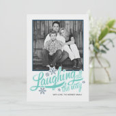 アメリカの青い雪片の休日の写真カード シーズンカード (スタンド正面)