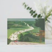 アメリカの風景街道のヴィンテージイラスト 住所変更のお知らせ 招待状 (スタンド正面)