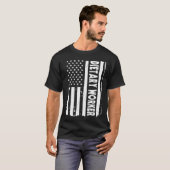 アメリカの食事労働者USA国旗 Tシャツ (正面フル)