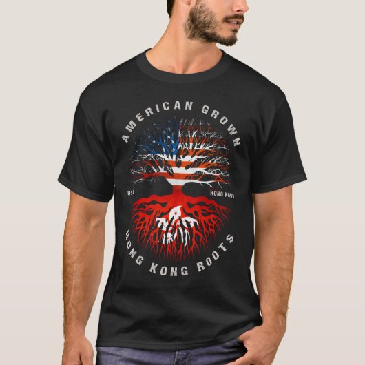 アメリカの香港のルーツ香港国旗 Tシャツ (正面)
