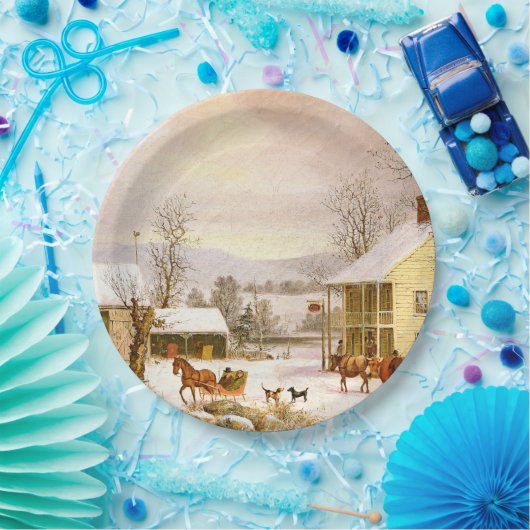 アメリカの馬のそりの乗車の雪の紙皿 ペーパープレート (パーティー)