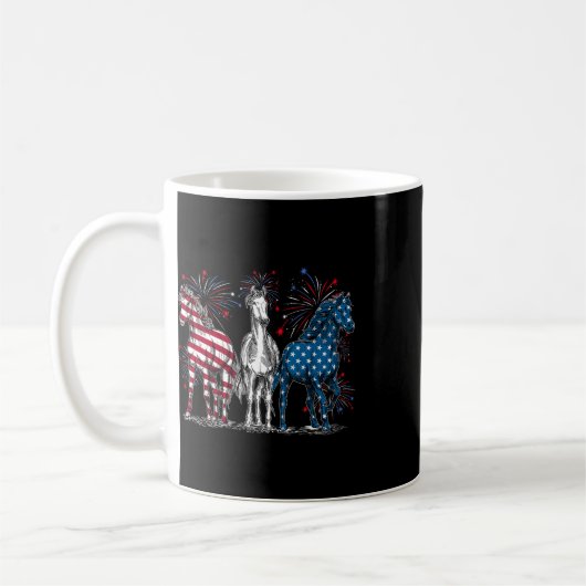 アメリカの馬好きのための赤白青7月4日 コーヒーマグカップ (左)