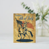 アメリカの騎兵が馬に乗って旗を掲げるビンテージ ポストカード (スタンド正面)