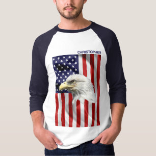 アメリカの高級イーグル、米国国旗、愛国心 Tシャツ