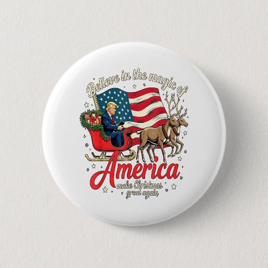 アメリカの魔法を信じてクリスマスを輝かせよう 缶バッジ (正面)