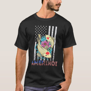 アメリカの鯉の蓮の花 愛国的なアメリカ独立記念日 Tシャツ