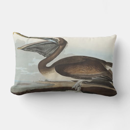 アメリカの鳥の茶色のペリカン ランバークッション (正面)
