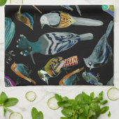 アメリカの鳥-ペットと野鳥 キッチンタオル (折り畳み)