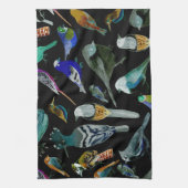 アメリカの鳥-ペットと野鳥 キッチンタオル (縦)