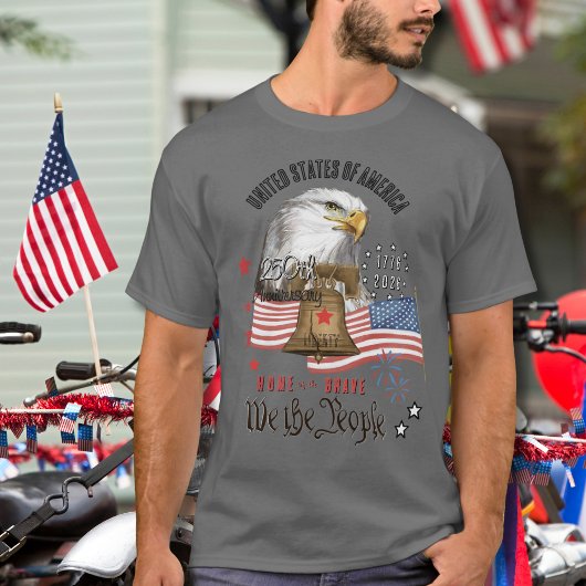 アメリカの鷲と自由 私たちは人民 250年 Tシャツ