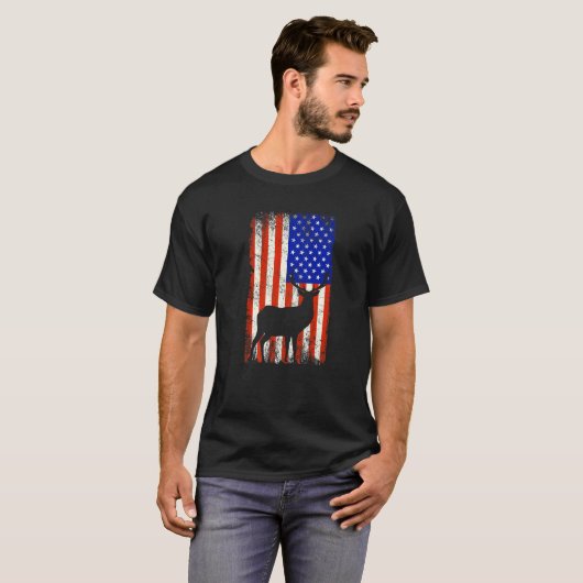 アメリカの鹿ハンター愛国的なアメリカ国旗M Tシャツ (正面フル)