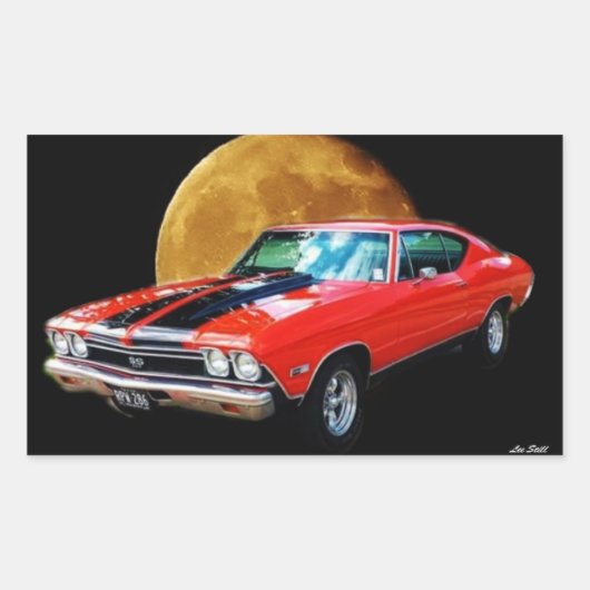 アメリカの鼓動の昨日シボレー 長方形シール (正面)