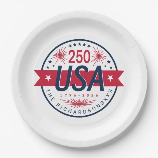 アメリカの250周年記念 アメリカの誕生から250年 ペーパープレート (正面)