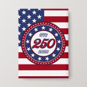アメリカの250周年誕生日 アメリカ国旗付き 缶バッジ (正面)
