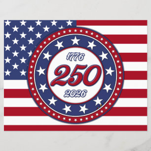 アメリカの250周年誕生日 アメリカ国旗 チラシ