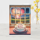 アメリカの250歳の誕生日パーティー カード (黄色い花)