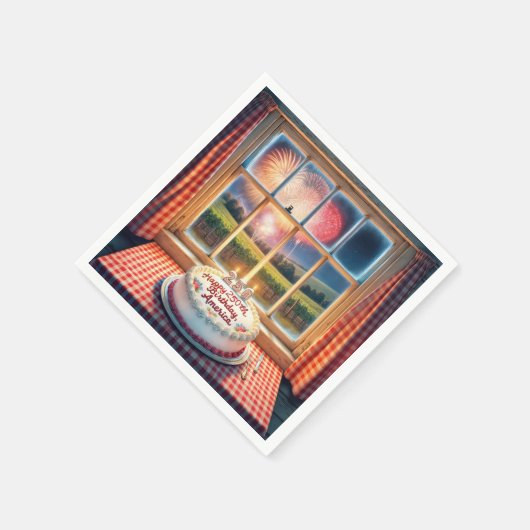 アメリカの250歳の誕生日パーティー スタンダードカクテルナプキン (角)