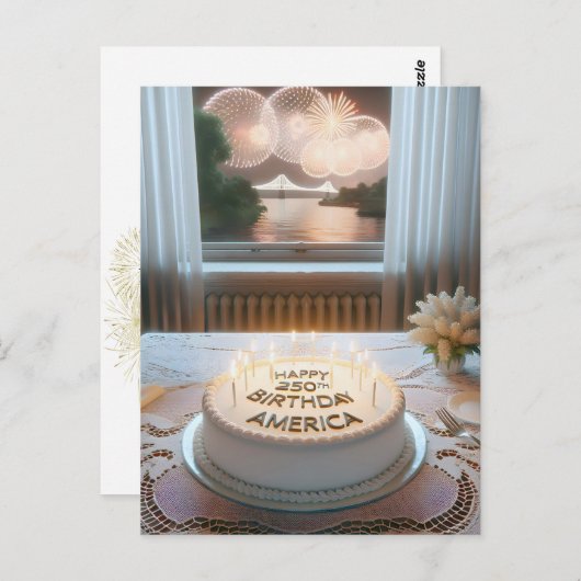 アメリカの250歳の誕生日パーティー ポストカード (正面/裏面)