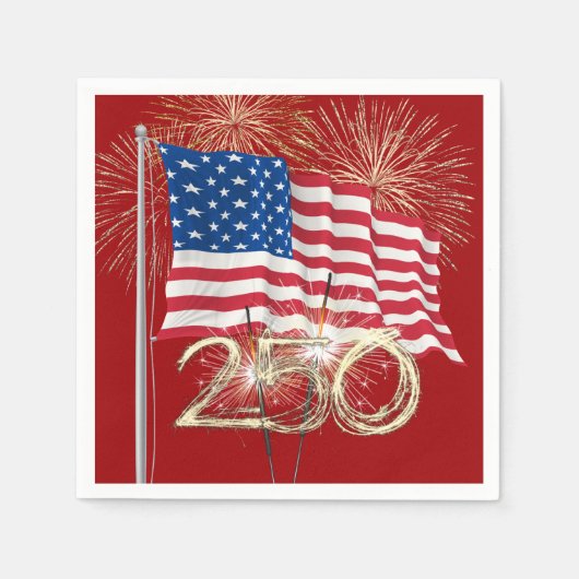 アメリカの250誕生日でスパークラーズ スタンダードカクテルナプキン (正面)