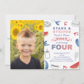 アメリカの4thバースデークックアウト誕生日パーティー 招待状 (正面)