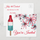 アメリカの7月4日パーティー花火 ロケットポップ 招待状 (正面/裏面)