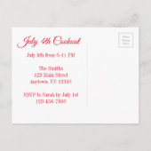 アメリカの7月4日パーティー花火 ロケットポップ 招待状 (裏面)