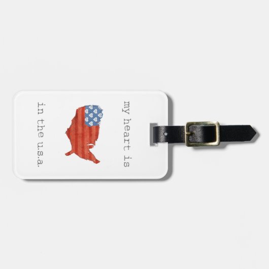 アメリカの|は米国の地図に私のハートあります ラゲッジタグ (正面横)