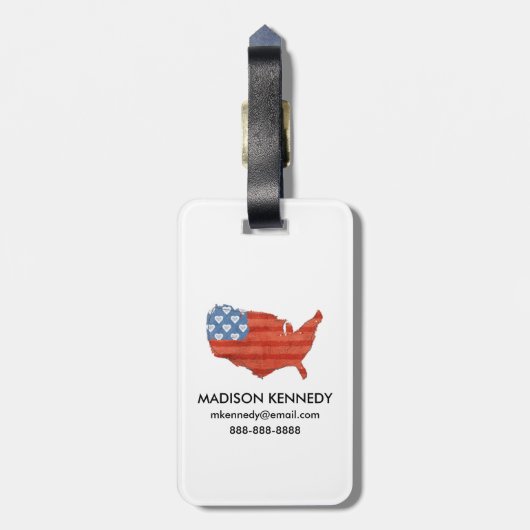 アメリカの|は米国の地図に私のハートあります ラゲッジタグ (裏面縦)