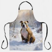 アメリカの(犬)スタッフォードがそれを雪のクリスマスに許す エプロン (正面)