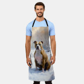 アメリカの(犬)スタッフォードがそれを雪のクリスマスに許す エプロン (着用した状態)