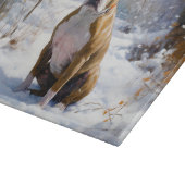 アメリカの（犬）スタッフォードがそれを雪のクリスマスに許す カッティングボード (角)