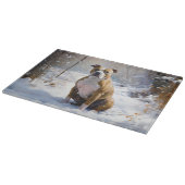 アメリカの（犬）スタッフォードがそれを雪のクリスマスに許す カッティングボード (角)